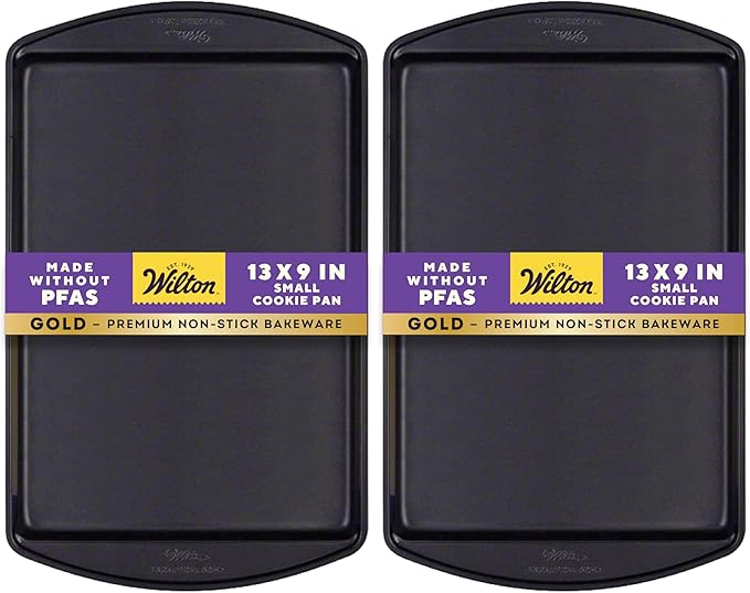 Wilton Perfect Results Premium Non-Stick Bakeware Small Cookie Sheet, 13.25 x 9.25, Steel (Pack of 2)