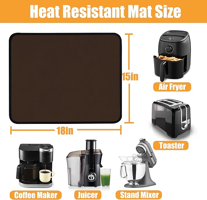 Heat Resistant Mat for Air Fryer, Oven, 15x18in Hot Pads for Kitchen Counter Heat Protector, Under Coffee Maker Mats for Quartz Countertop Protector