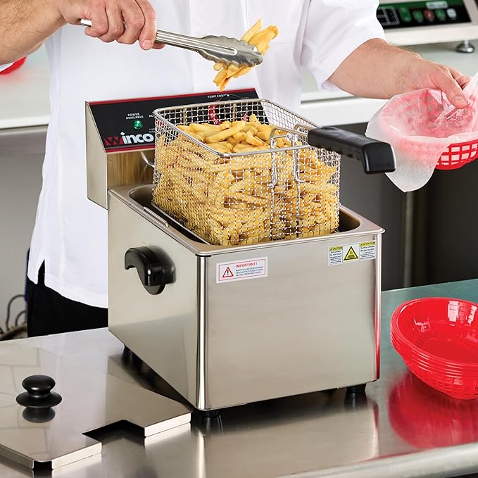 Winco EFS-16 Deep Fryer, electric, countertop single well, Silver, 16.14 x 9.65 x 13.58 inches