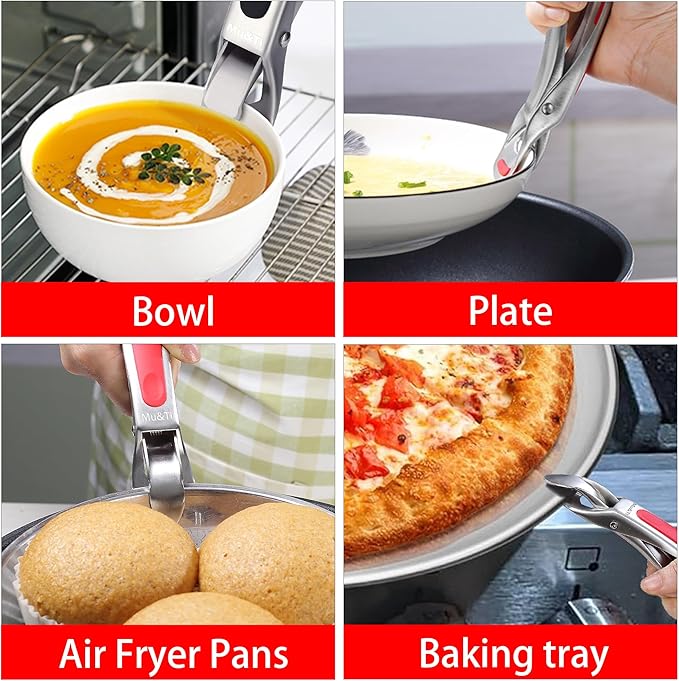 Mu&Ti Hot plate gripper For Instant Pot accessories, For Microwave, Oven,Toaster (Safe for Air Fryer Pans Gripper,Bowls, Egg Custard, Hot Plates) Stainless Steel Heat-Resistant Kitchen Gripper(Blue)