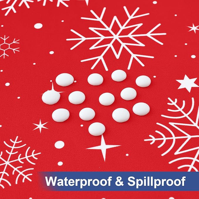 homing Rectangle Table Cloth Cover, Waterproof Polyester Elastic Fitted Tablecloth, Fits for 8 Foot Folding Tables, Washable Table Protector for Christmas, Holiday, Party (Snowflakes, 30" x 96")