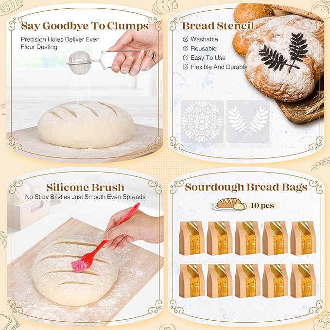 Sourdough Starter Kit, Sourdough Bread Baking Supplies, Sourdough Kit Home and Kitchen, Sour Dough Starter Kits, Sourdough Jar, Bread Proofing Basket, Sourdough Bread Basket, Sour Dough Kit Tools