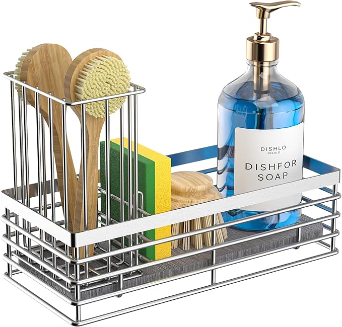 Yofidra Sink Caddy With Stone Drying Tray, Silver, M