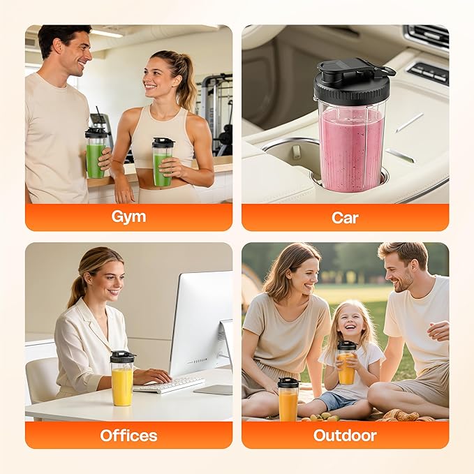 Turelar Blender for Smoothies Portable Personal Blender for Shakes and Smoothies for Kitchen with 2 * 24oz Portable Cups and Extra Lid, Smoothie Maker Machine for Juices, Baby Food, Nutritious Recipe