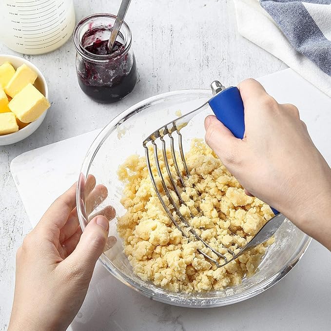 Spring Chef Large Dough Blender For Baking, Stainless Steel Puff Pastry Cutter Tool with Sharp & Thick Blades, Dishwasher Safe Dough Cutter Tool, Manual Pastry Blender for Easy Mixing - Sapphire