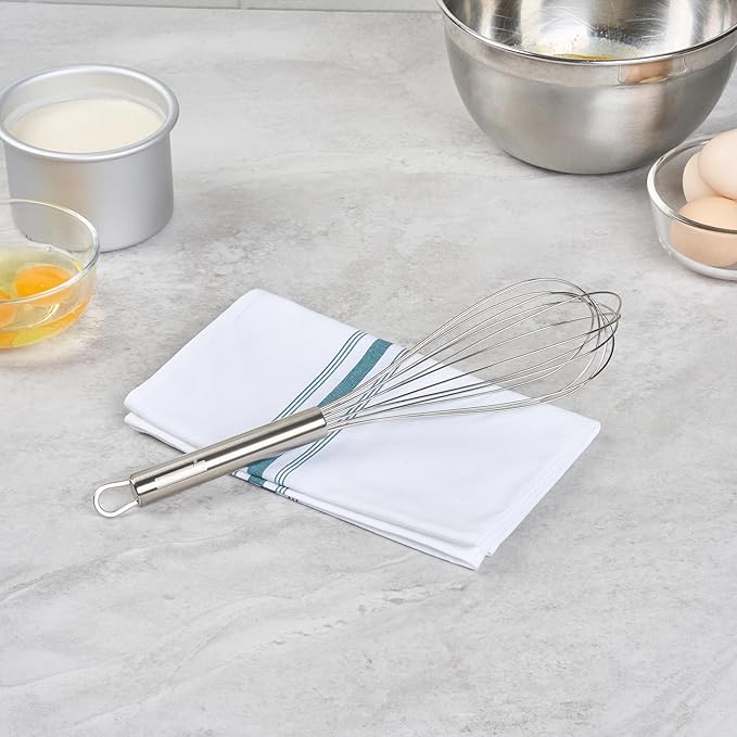 Restaurantware-German Standard 12.5 Inch French Whisk, 1 Dishwashable Kitchen Wire Whisk - Ergonomic Handle, Durable, Stainless Steel French Whip, For Blending, Stirring, Mixing Of Ingredients