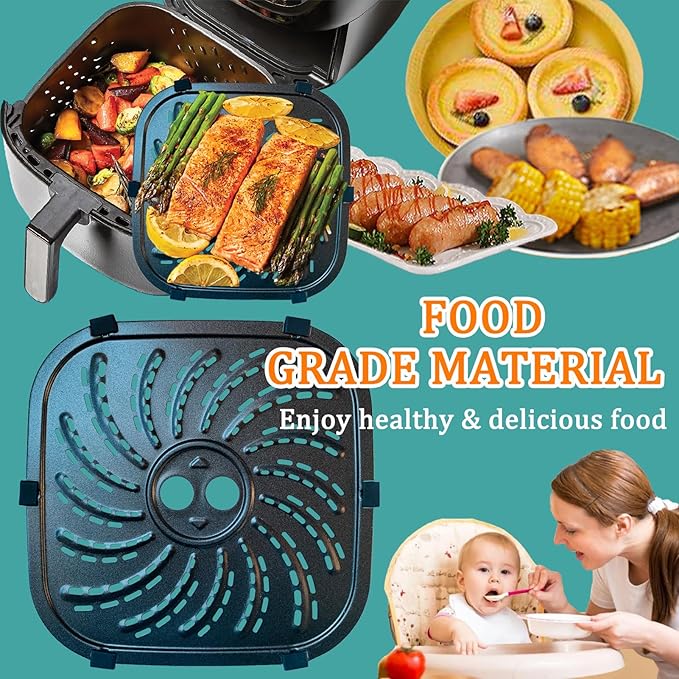8QT Air Fryer Replacement Parts Tray for PowerXL Vortex Pro Air Fryer Plus, Upgraded Double Layer Non-stick Coating Grill Pan Crisper Plate Grate Grid for 8QT PowerXL, Dishwasher Safe