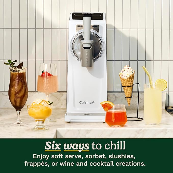 Cuisinart 6-in-1 Slushy & Soft-Serve Maker, Ice Cream Maker Machine Makes Soft-Serve Ice Cream, Slushies, Sorbet and More, Quick-Freeze Chill Technology Maintains Perfect Temperature, ICE-200