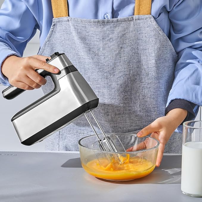 VEVOR Cordless Electric Hand Mixer,100W, Continuously Variable Electric Handheld Mixer, with Turbo Boost Beaters Dough Hooks Storage Bag, Baking Supplies for Whipping Mixing Egg Cookie Cake Cream