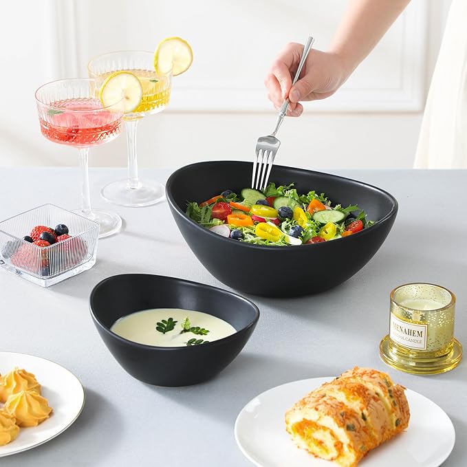 MALACASA 2 Tier Chip and Dip Serving Set with Metal Stand,Ceramic Appetizer Bowls for Party, Multi-Use Food Display for Fruits, Snacks,Black Elegant Tiered Serving Dishes for Party