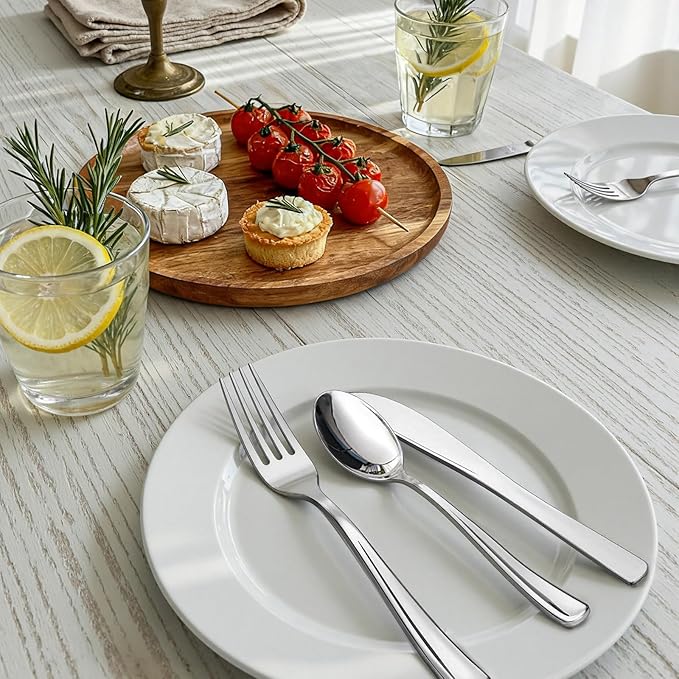 WDF 180 Pieces Silver Plastic Silverware - Silver Plastic Cutlery - Fancy Plastic Silverware Heavy Duty - 60 Forks 60 Knives 60 Spoons - Disposable Plastic Utensils Perfect for Party/Wedding/Christmas