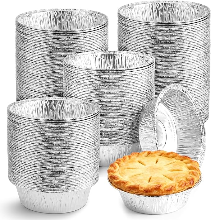 150 Pack 5" Round Tart Pie Foil Pans Disposable Aluminum Foil Tart & Pie Tins for Baking,Cooking,Storage or Reheating