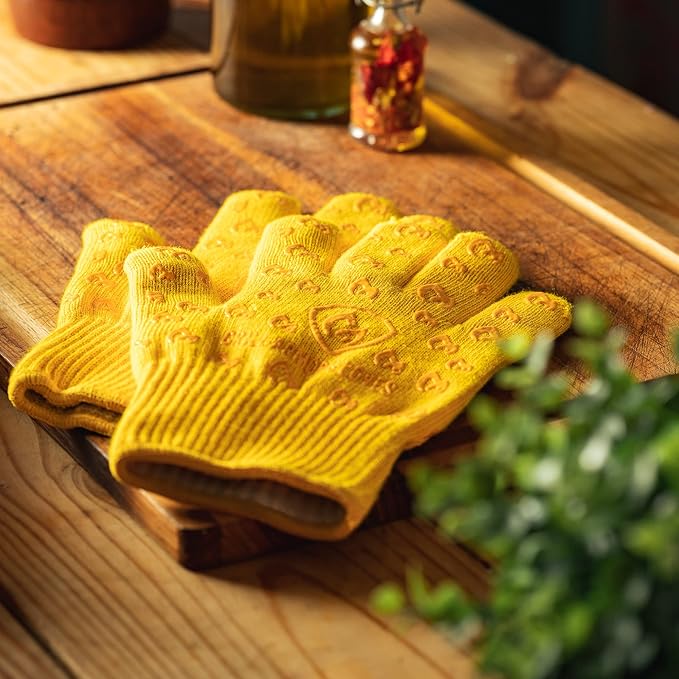 Grill Armor Oven Gloves with Fingers – 932°F Heat, Fire & Cut Resistant Mitts for BBQ, Grill, Cooking, Grilling, Baking, Smoker & Fire Pit