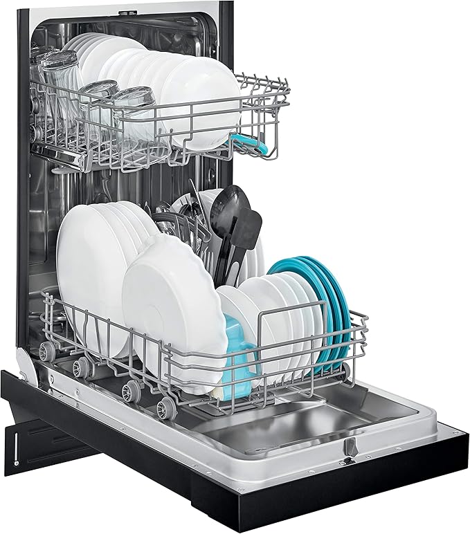 Frigidaire 18 in. ADA Compact Front Control Dishwasher in Black with Dual Spray Arms, 52 dBA, includes room-of-choice delivery