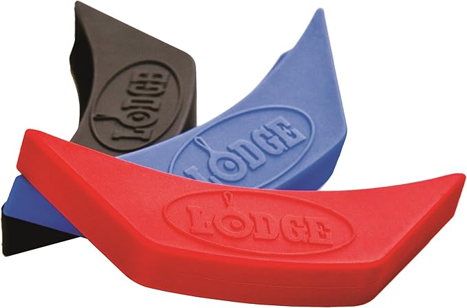 Lodge Silicone Assist Handle Holder - Dishwasher Safe Hot Holder Designed for Traditional Lodge Cast Iron Dual Handle Products - Reusable Heat Protection Up to 450° - Red (Pack of 2)