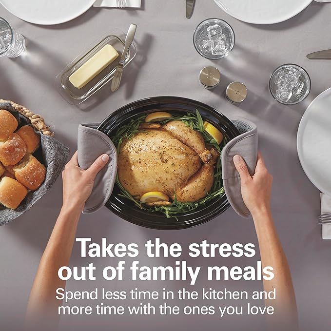 Hamilton Beach 6 Quart Set & Forget Programmable Slow Cooker, 15 Cooking Options With 5 Time and 3 Heat Options, Large Dishwasher Safe Stoneware Crock and Glass, Black (33762)