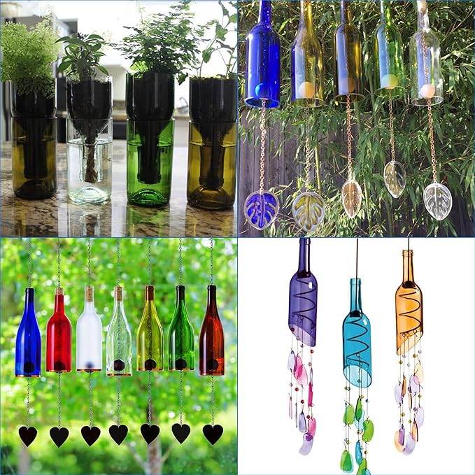 Smasener Wine Bottle Cutter,Glass Bottle Cutter Set, Wine Bottle Cutter Tools, Curved Glass Cutting Tool for Round and Square Bottles, [Stainless Steel 410]Bottle DIY Craft Kit