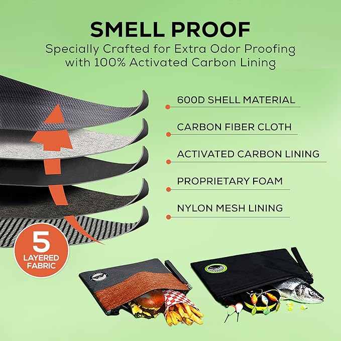 Small Smell Proof Bag 6" x 4", Smell Proof Container, Dog Tested Odor resistant Bag, Best Zipper Odor sealing Pouch Herbs and coffee, Money Organizer & Travel Medicine Bag, Scent resistent Containers
