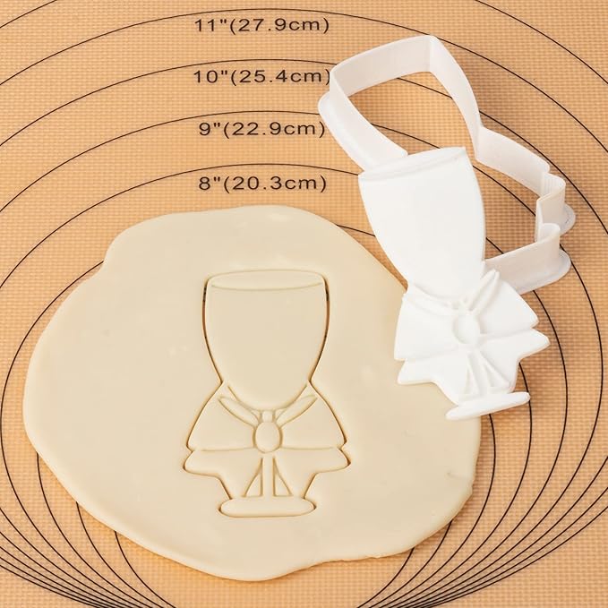 Flycalf Wedding Cookie Cutter with Plunger Stamps Handle Champagne Glass Bridal Shower Holiday PLA Cake Baking Cutter Molds Gifts for Kids Decorative 3.5" Kitchen Cake Supplies