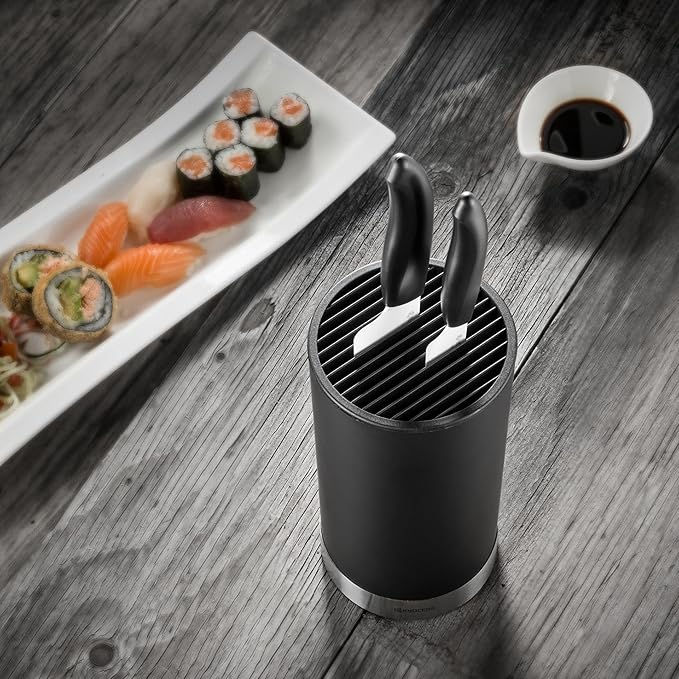 Kyocera KB-U-BK Universal Round Soft Touch Knife Block, 8.8" x 4.3", Black