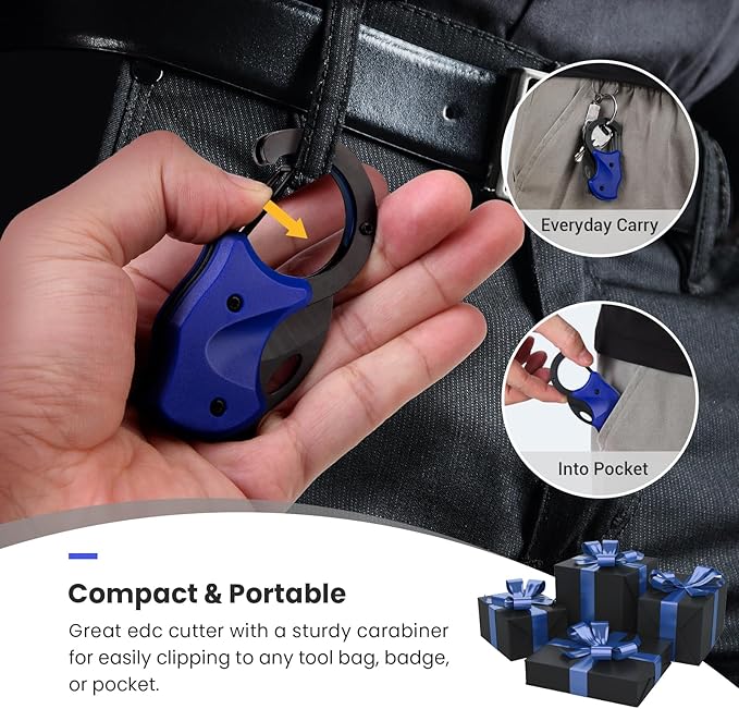 Small Pocket Knife for Men, Cool Folding Knife Box Cutter with 1.34 inch Sharp Blade, EDC Knives Tool for Everyday Carry, Great Gift for Men (Klein Blue)