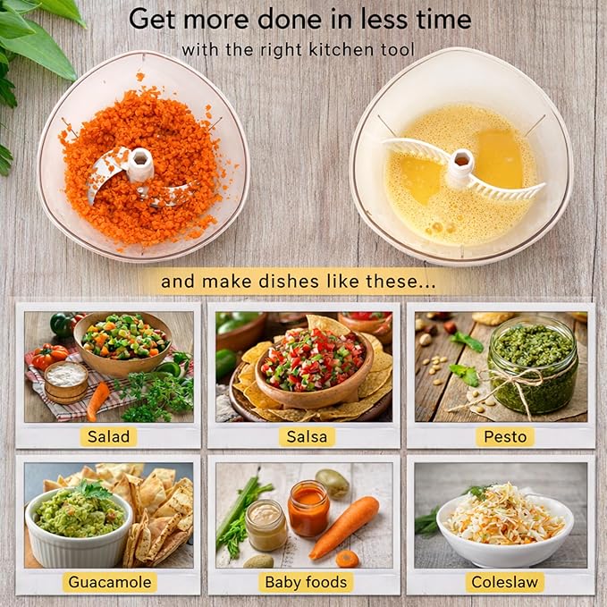 Brieftons Express Manual Food Chopper: 6.8-Cup, Hand Chopper Vegetable Cutter to Chop Veggies, Fruits, Herbs, Garlic Onion Chopper for Salsa, Salad, Pesto, Hummus, Guacamole, Coleslaw, Indian Cooking