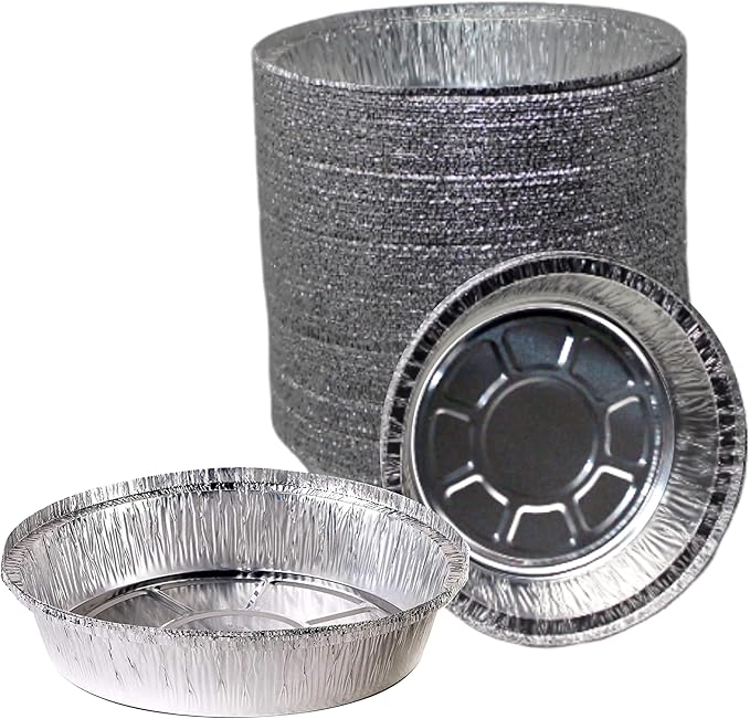 EcoQuality (500 Pack - 9 Inch Disposable Round Aluminum Foil Take-Out Pans - Disposable Tin Containers, Perfect for Baking, Cooking, Catering, Parties, Restaurants (No Lids)