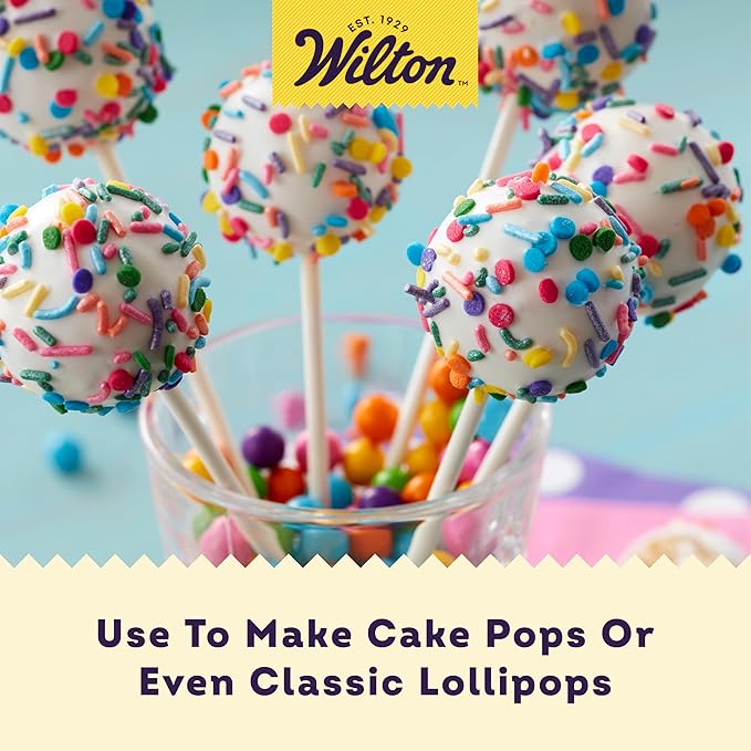 Wilton White 6 Inch Cake Pop Sticks, Paper Lollipop Sticks for Cake Pops, Candy, Party Treats, and DIY Desserts, 100-Count