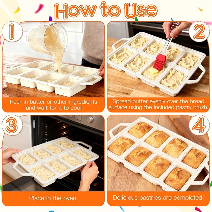 4 Pcs Silicone Cupcake Pan Set with Metal Reinforced Frame, Regular 12/Mini 24 Cup Nonstick Mini Muffin Pan and 8/24 Cavity Mini Loaf Pan, Silicone Muffin Tray Molds for Baking Egg Bite Bread