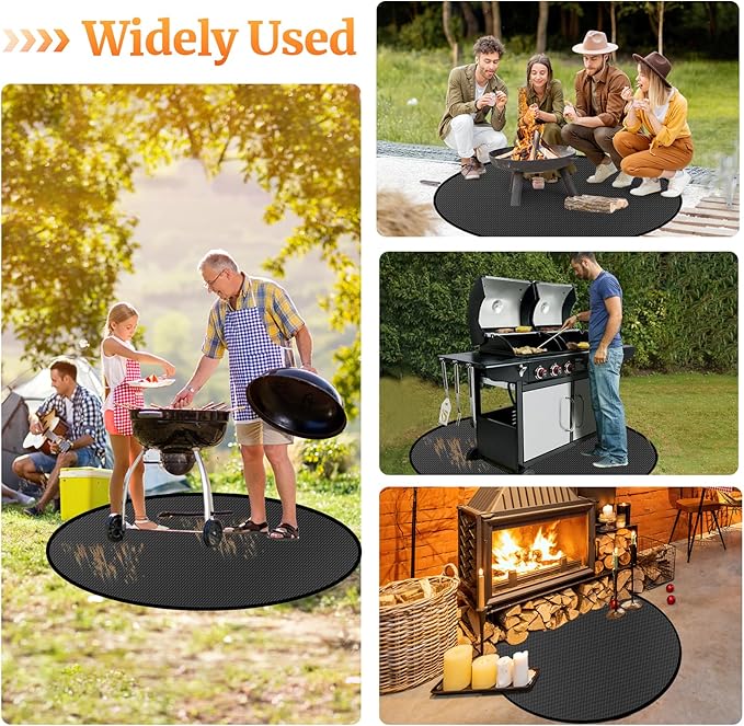 42" Round Fire Pit Mat for Solo Stove Bonfire/Under Grill Mat for Outdoor Pit Fireproof Waterproof Oil-Proof, 4 Layers Fireproof Mat Fireplace Mats Grill Pads Solo Stove Mat Deck Patio Grass Smoker