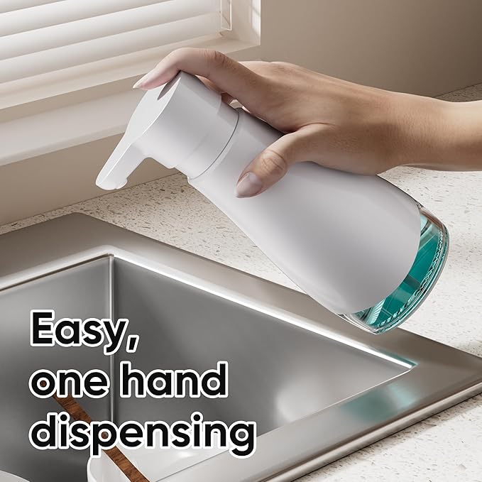 Oasis Creations 500 mL /17fl.oz Stainless Steel Liquid Soap Dispenser for Dish and Hand Soap - White - Refillable - Great for Kitchen Bathroom or Countertop