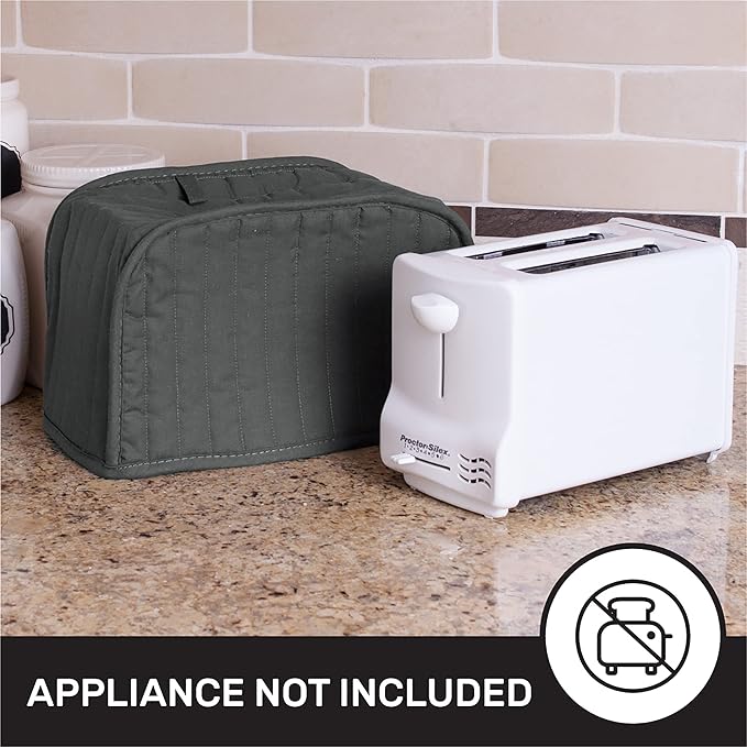 RITZ Premium Universal Two Slice Toaster Cover, 11.25" x 5.75" x 7", Polyester and Cotton Quilted, Fingerprint Protector, Super Soft Dust Cover, Appliance NOT Included, Graphite