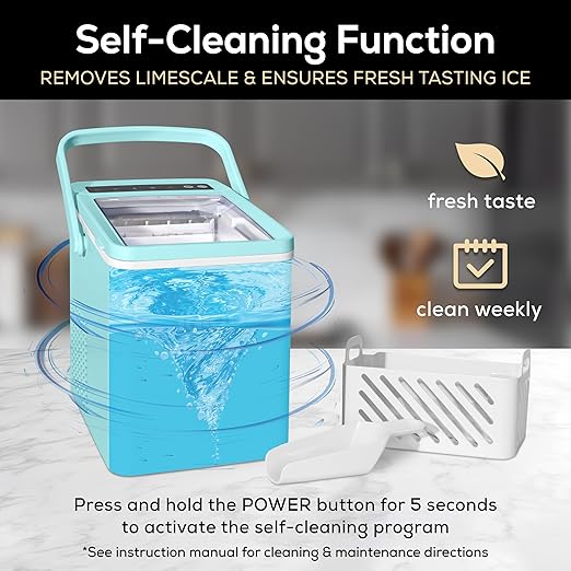 Igloo Automatic Self-Cleaning Portable Electric Countertop Ice Maker Machine with Handle, 26 Pounds in 24 Hours, 9 Ice Cubes Ready in 7 Minutes, with Ice Scoop and Basket