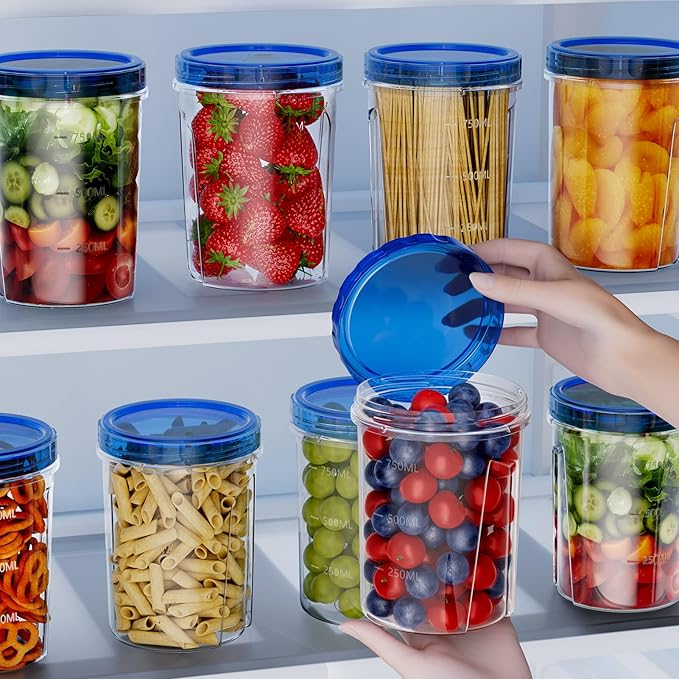 10 Pack-32 OZ Freezer Storage Containers, Small Plastic Food Storage Containers with Twist Top Lids, BPA Free and Reusable Meal Prep Containers Microwave/Dishwasher Safe