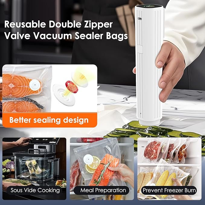 Vacuum Sealer Bags,Reusable Vacuum Sealer Bags,Can Withstand More Than 100 Washes,Medium Size (30 Bags)