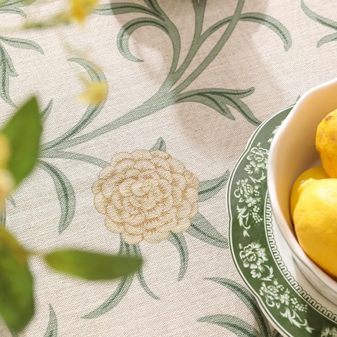 patdrea Designer French Linen Table Cloth for Rectangle Table,Vintage Fall Decorative Tablecloth,Floral Decoration Cover for Kitchen Dining Christmas,Tea Party,Thanksgiving,63"x110"-Littledaisy