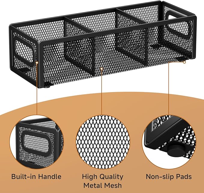 Tea Bag Organizer, Mesh Tea Bag Holder with Handle, Teabag Holder, Tea Station Organizer for Countertop, Pantry, Kitchen, Cabinet - Black