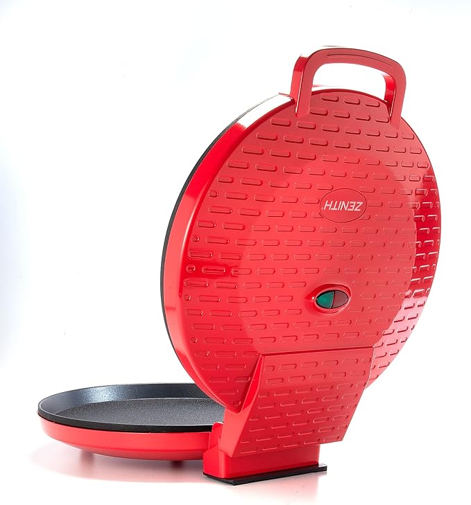 Zenith Versa Grill Non-Stick Pizza Maker Machine For Home, Calzone Maker, Pizza Oven Converts to Electric indoor Grill, Red