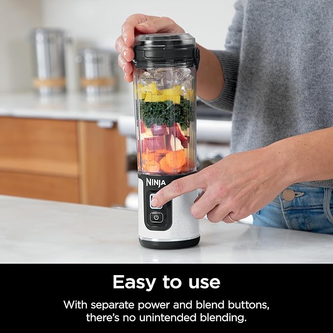 Ninja Blast Portable Blender, Cordless, 18oz. Vessel, Personal Blender for Shakes & Smoothies, BPA Free, Leakproof Lid & Sip Spout, USB-C Rechargeable, Dishwasher Safe Parts, White Glitter, BC152GL