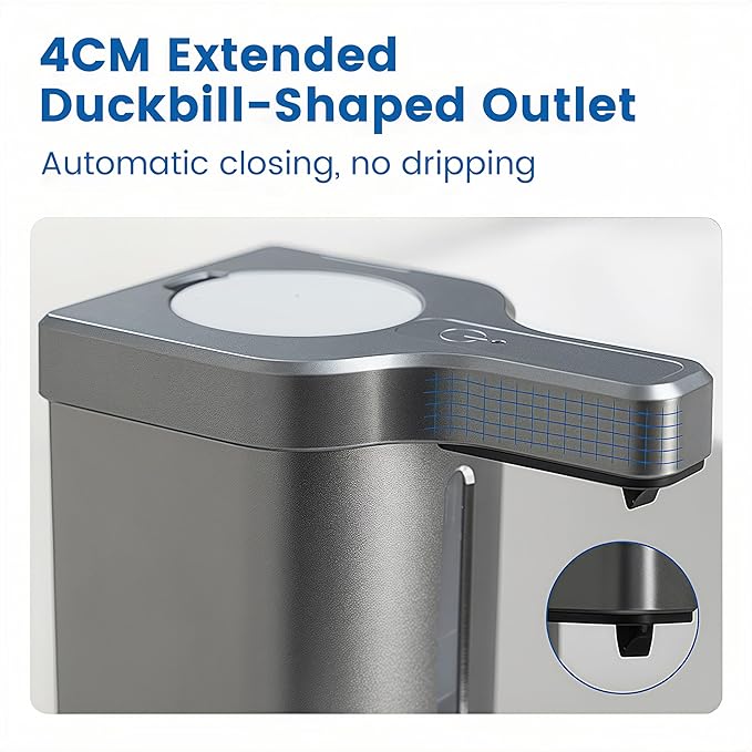 Touchless Automatic Soap Dispenser, 17 oz / 500ml Type-C Rechargeable Countertop Liquid Hand Soap Dispenser for Kitchen and Bathroom, Stainless Steel, Silver