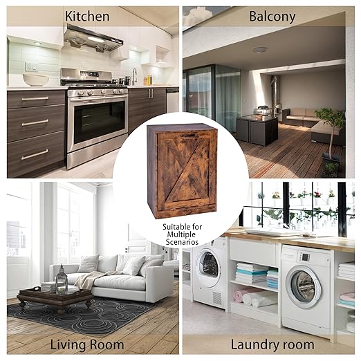 13 Gallon Wooden Tilt Out Trash Cabinet Hidden Trash Can Kitchen Recycling Cabinet Laundry Cabinet for Kitchen, Living Room (Brown)