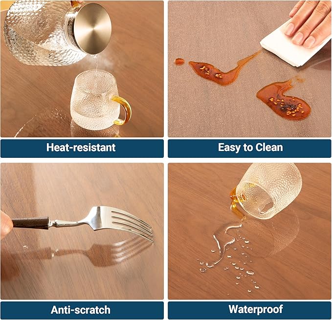 Clear Table Cover Protector Rectangle 16x42 Inch, 1.5mm Transparent Plastic Table Protector Waterproof, Anti-Scratch Clear Desk Mat for Office Desktop Dresser Dining Table, FDA Compliant