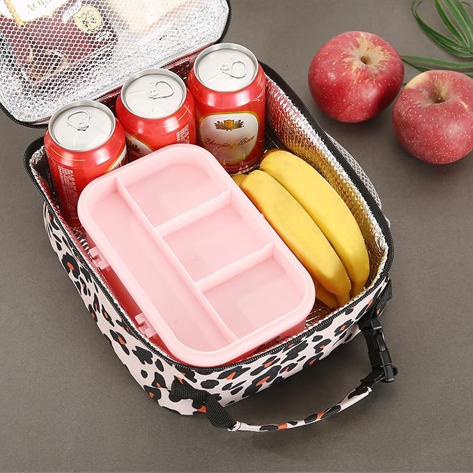 Lovoeo Lunch box Lunch bag for men women Insulated Lunchbox Lunch bags for Work Picnic Travel (Leopard)