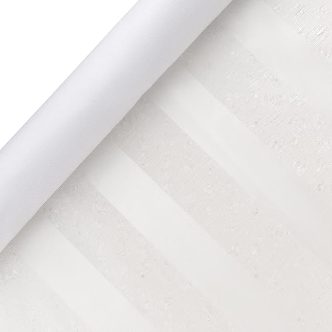 Luxury Table Protector Pad, 2 in 1 Table pad + Great Looking Tablecloth - Heat Resistant, Spill & Stain Proof - Flannel Backing (54x126, White - Silk Stripe)