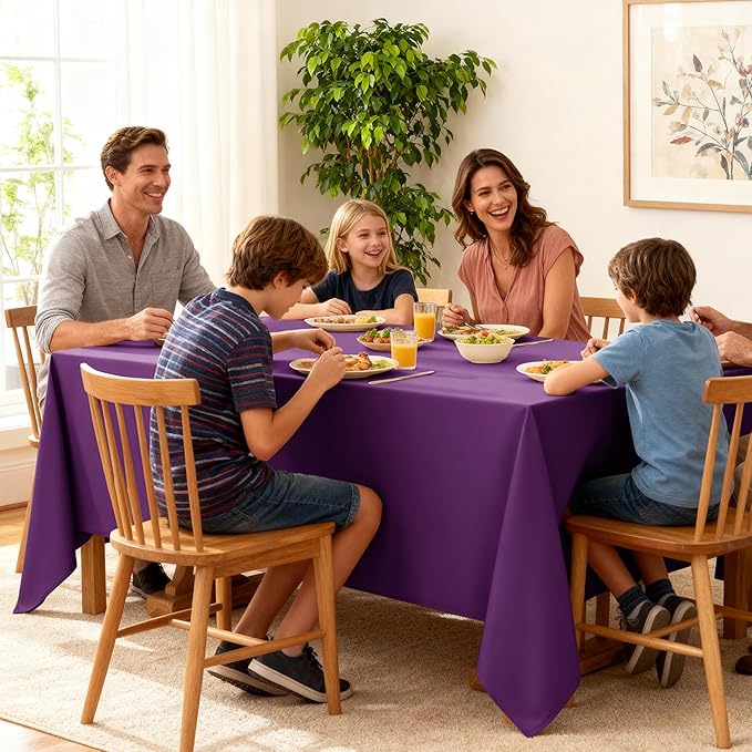 10-Pack Purple Tablecloths for Rectangle Tables, 70 x 120 Inches, Stain-Resistant Polyester Fabric for 6 Foot Tables - Washable Table Covers for Weddings, Banquets, Birthday Parties, Events