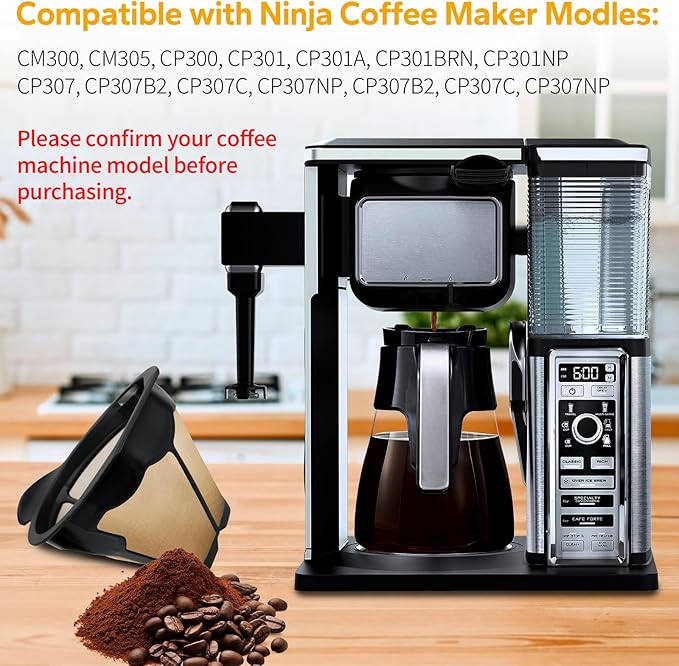 Coffee Filter Replacement for Ninja Coffee Maker - Cone Reusable Permanent Coffee Filter Compatible with Ninja Coffee Machine CM300 CM305 CM360 CM371 CM401, Replacement Parts for Ninja Coffee Maker