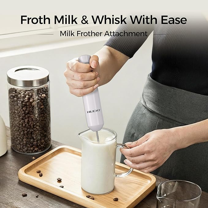 Cordless Hand Blender, 12V Rechargeable Immersion Blender with Brushless Motor, 60+ Bowls per Charge, 2-Blade, Auto Lock, Whisk & Frother for Soup, Smoothies, Baby Food