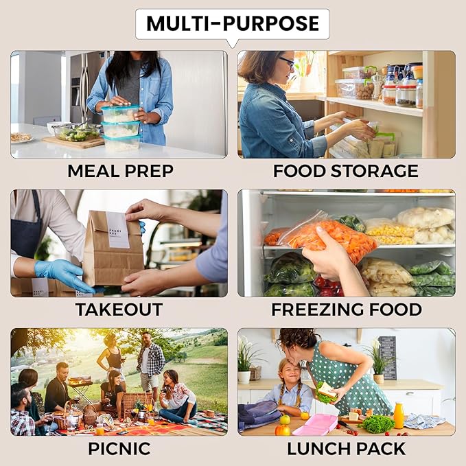 Klex 32 Oz, 150 Sets 2 Compartment Meal Prep Containers with Airtight Lids, BPA Free, Reusable Plastic Food Container, 32 oz, Rectangular, Black/Clear, 150 Sets