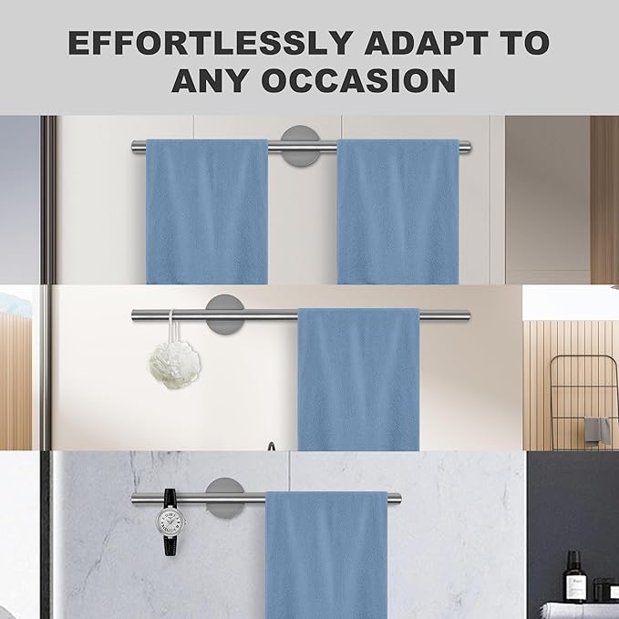 Adjustable Length Stainless Steel Towel Rack - 18-24 Inch Fit, 26.4 Inch Total Length - Brushed Nickel 304 Stainless Steel Towel bar for Bathroom & Kitchen