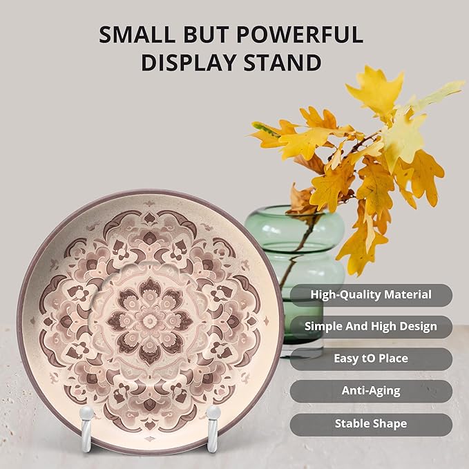 3 Pack 4.5inch YCLYC Picture Stands for Display, White Metal Plate Stands for Display - Decorative Plate Stand, Plate Holder Display Stand, Picture Frame Stand - Plate Display Stands for Picture Stand
